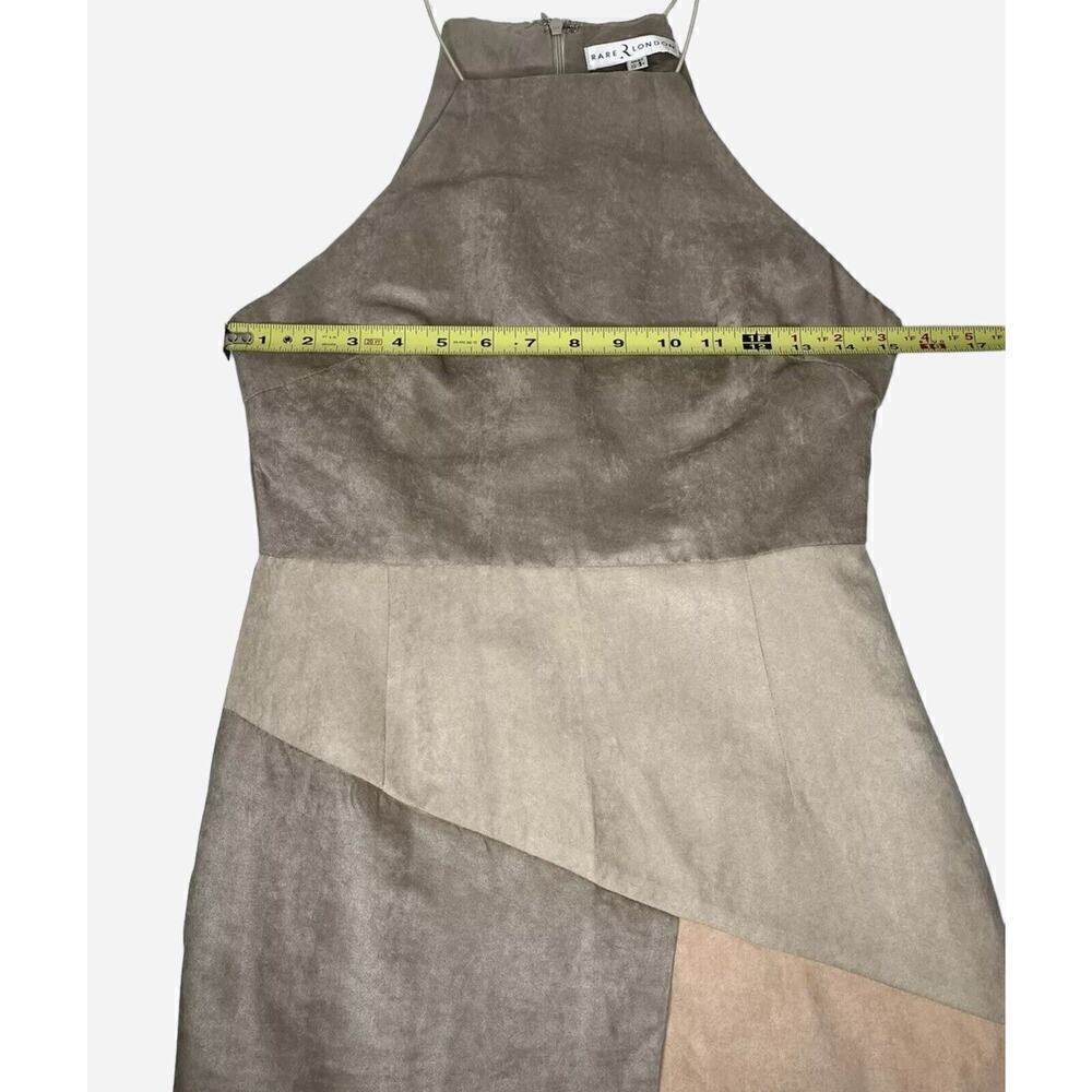 RARE LONDON Faux Suede Colorblock Asymmetrical Hemline Dress US Size 4/Small NEW - Picture 10 of 16